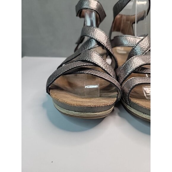 Dansko Veruca Strappy Wedge Sandal Graphite Leather Women's US 10.5-11 EU 41 - Picture 4 of 13